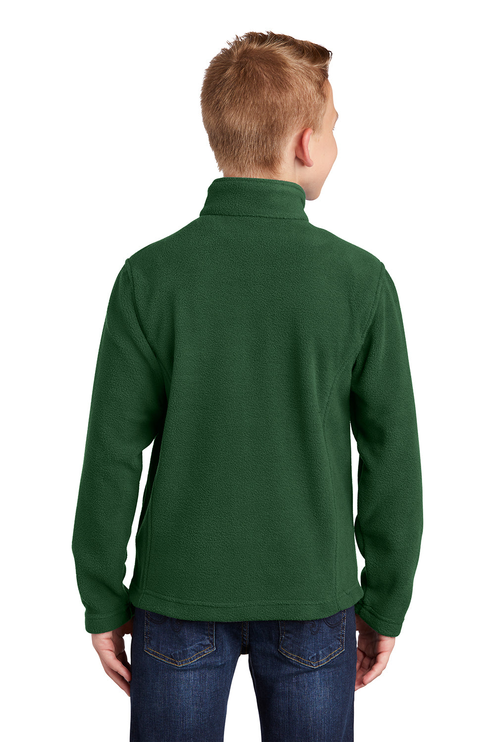 Port Authority Y217 Youth Full Zip Fleece Jacket Forest Green Model Back