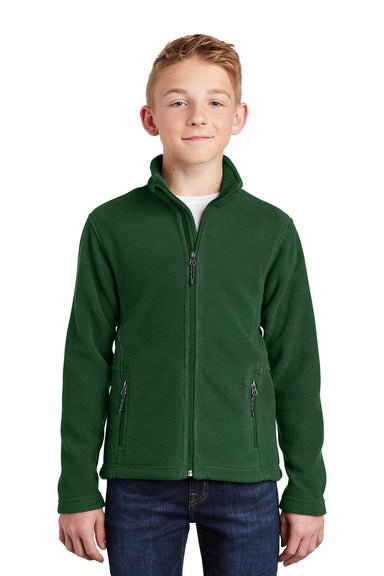 Port Authority Y217 Youth Full Zip Fleece Jacket Forest Green Model Front