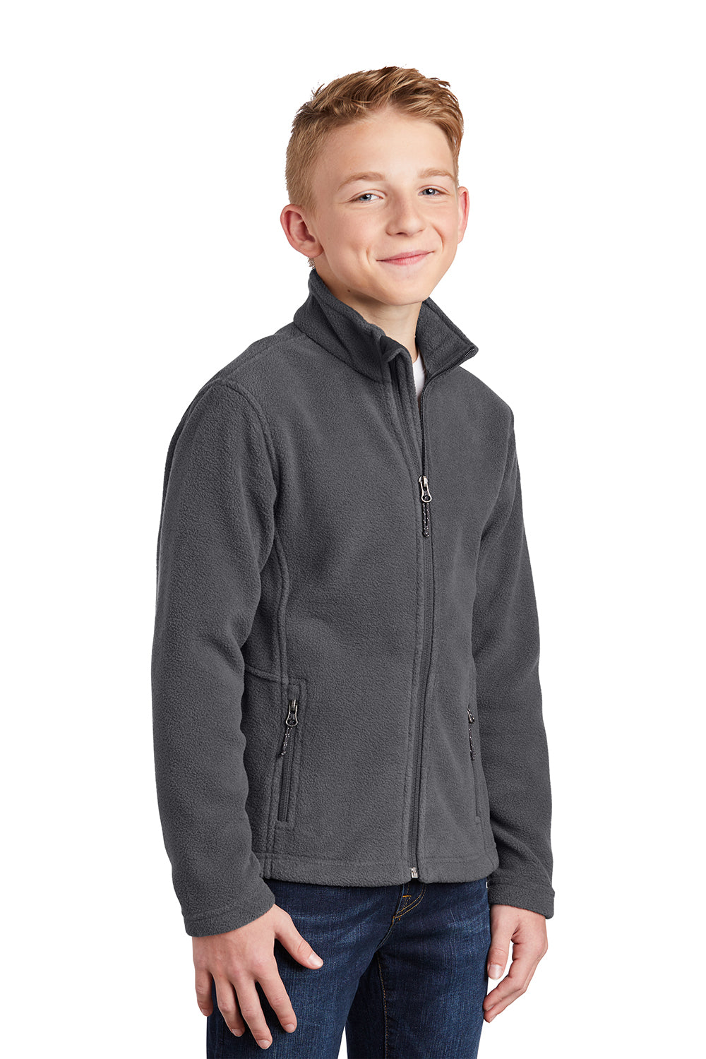 Port Authority Y217 Youth Full Zip Fleece Jacket Iron Grey Model 3q