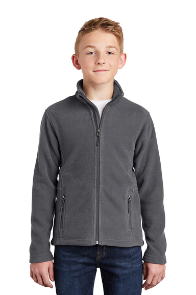 Port Authority Y217 Youth Full Zip Fleece Jacket Iron Grey Model Front