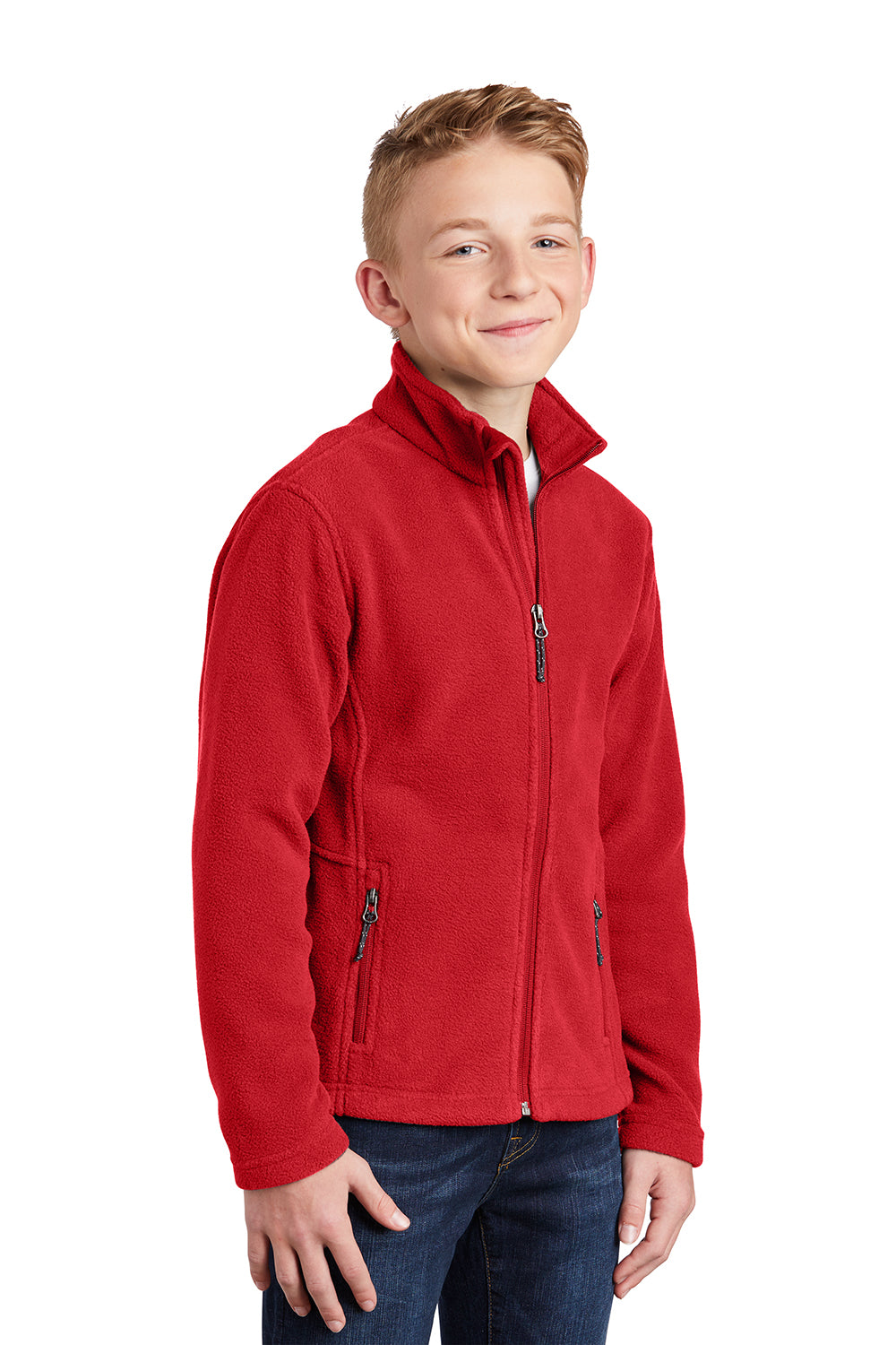 Port Authority Y217 Youth Full Zip Fleece Jacket True Red Model 3q