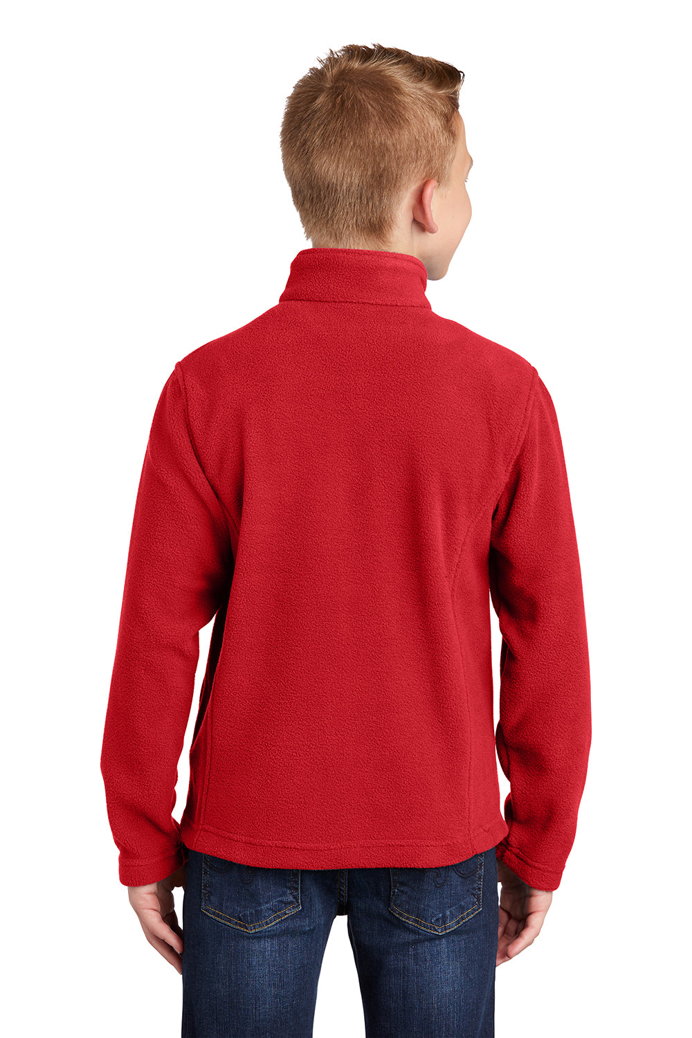 Port Authority Y217 Youth Full Zip Fleece Jacket True Red Model Back