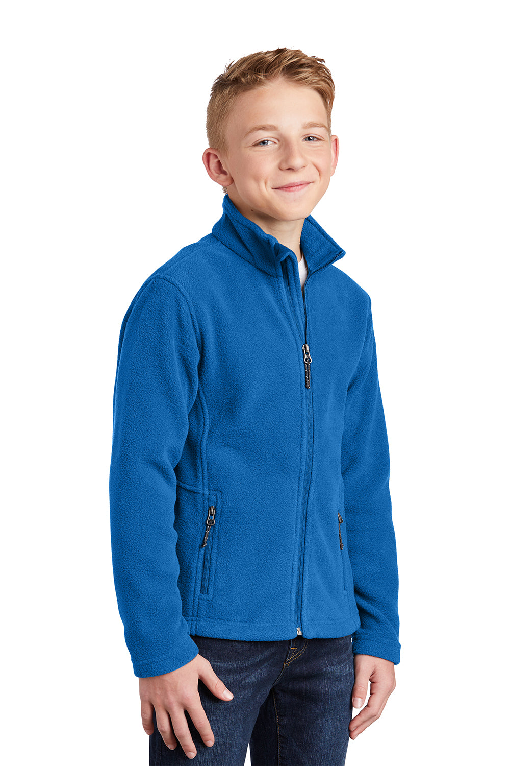 Port Authority Y217 Youth Full Zip Fleece Jacket True Royal Blue Model 3q