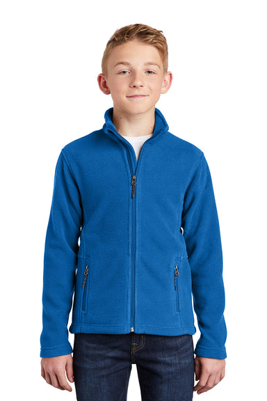 Port Authority Y217 Youth Full Zip Fleece Jacket True Royal Blue Model Front