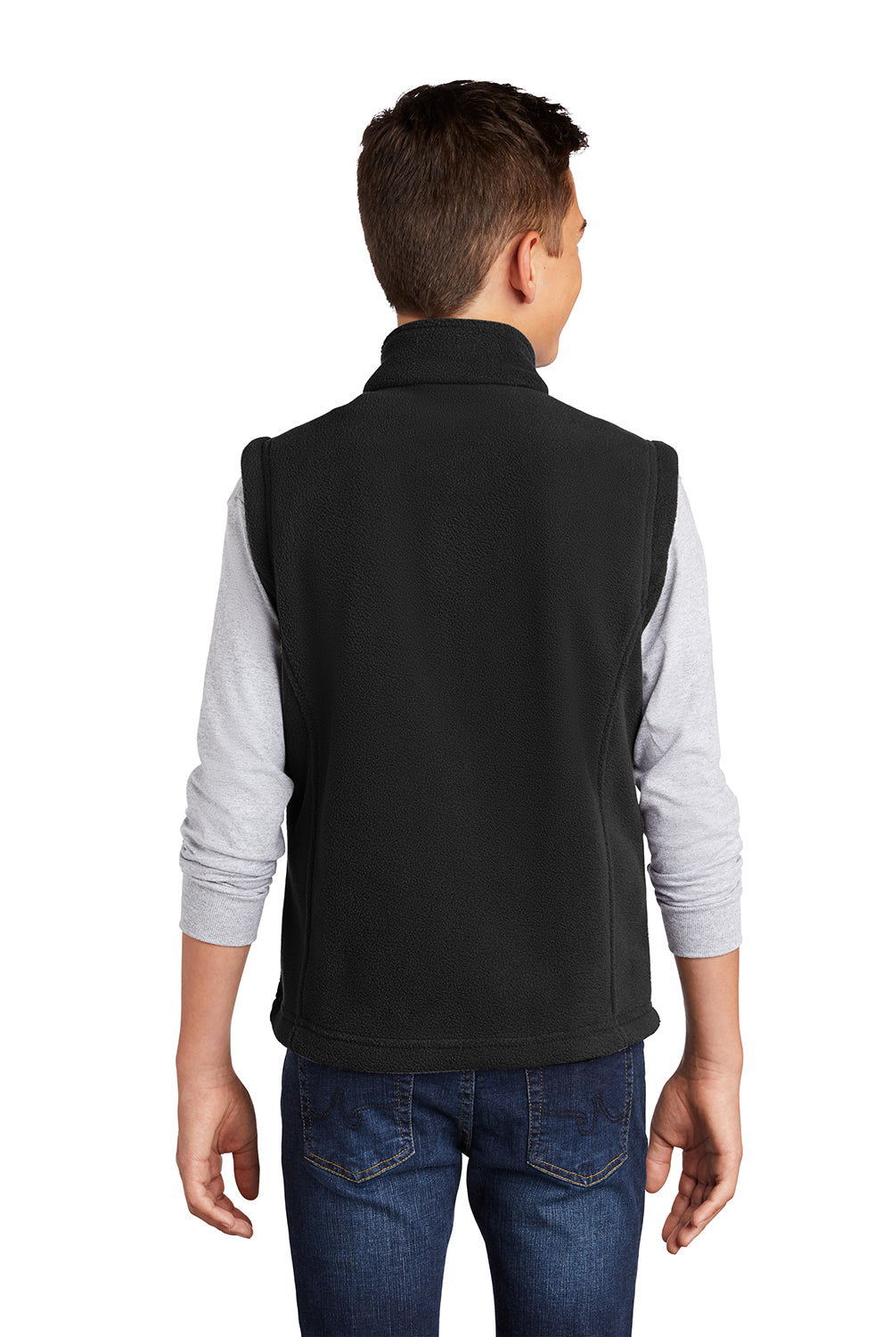 Port Authority Y219 Youth Full Zip Fleece Vest Black Model Back