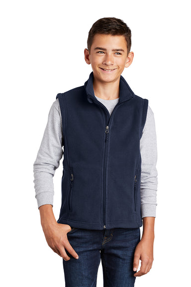 Port Authority Y219 Youth Full Zip Fleece Vest True Navy Blue Model Front