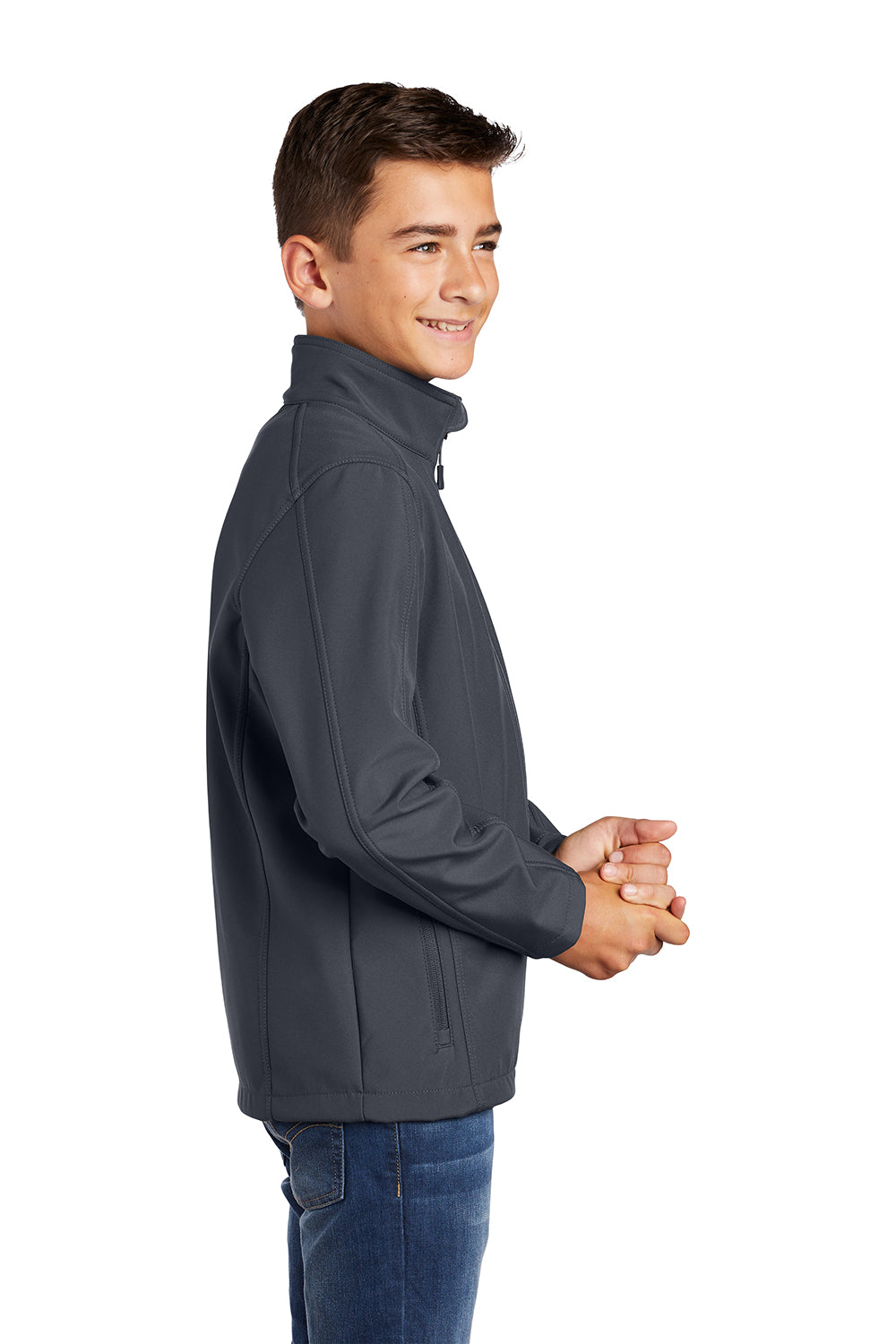 Port Authority Y317 Youth Core Wind & Water Resistant Full Zip Jacket Battleship Grey Model Side