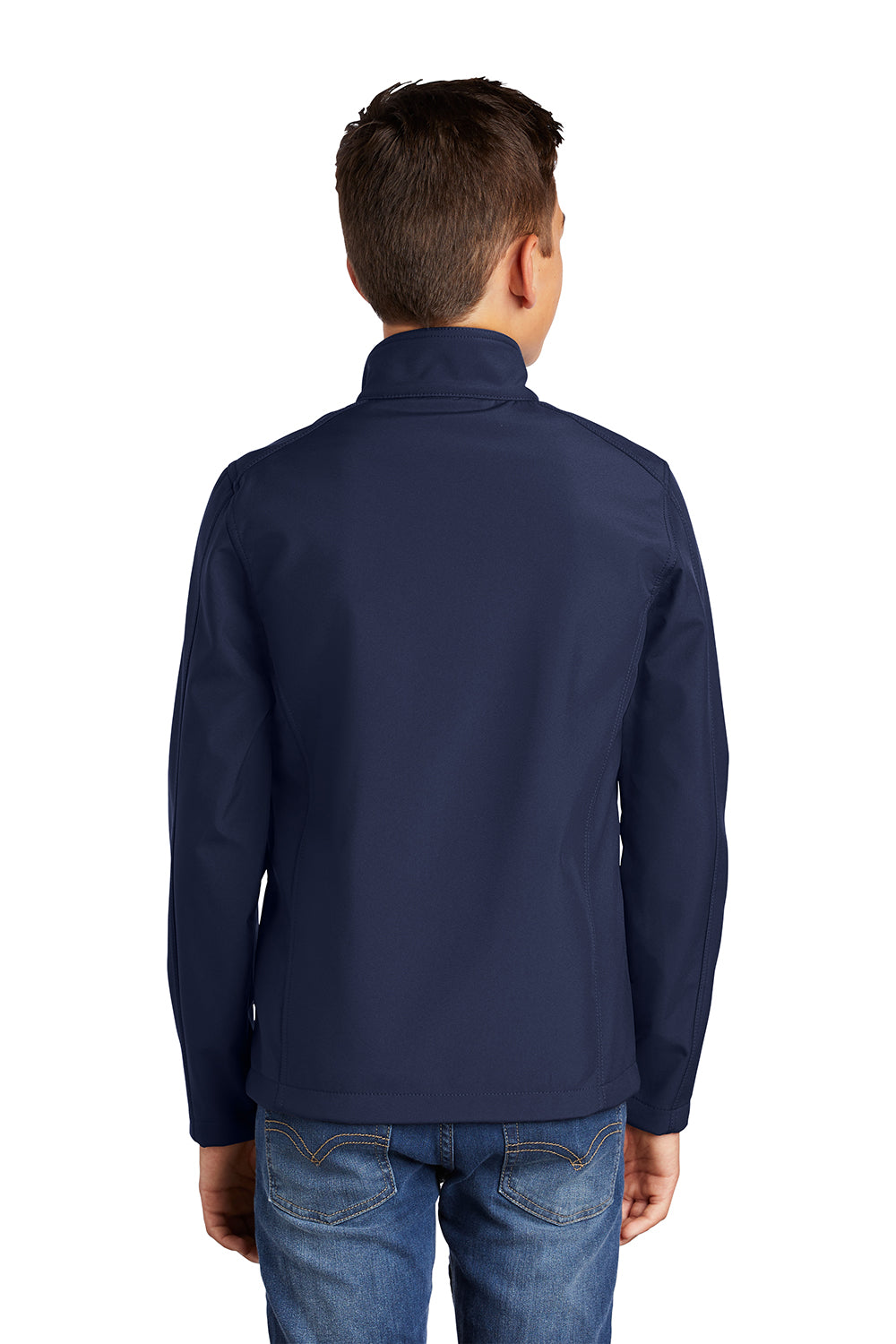 Port Authority Y317 Youth Core Wind & Water Resistant Full Zip Jacket Dress Navy Blue Model Back