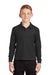 Port Authority Y500LS Youth Silk Touch Wrinkle Resistant Long Sleeve Polo Shirt Black Model Front