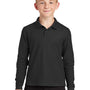 Port Authority Youth Silk Touch Wrinkle Resistant Long Sleeve Polo Shirt - Black