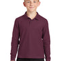 Port Authority Youth Silk Touch Wrinkle Resistant Long Sleeve Polo Shirt - Burgundy