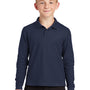 Port Authority Youth Silk Touch Wrinkle Resistant Long Sleeve Polo Shirt - Navy Blue