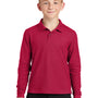 Port Authority Youth Silk Touch Wrinkle Resistant Long Sleeve Polo Shirt - Red