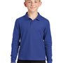 Port Authority Youth Silk Touch Wrinkle Resistant Long Sleeve Polo Shirt - Royal Blue