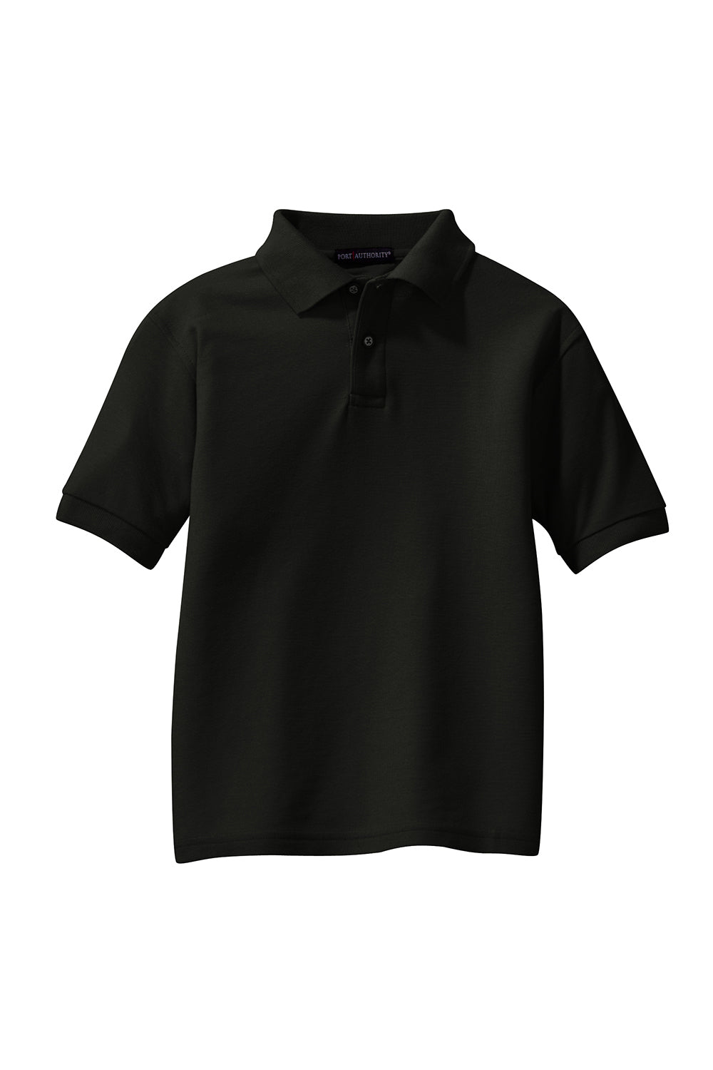 Port Authority Y500 Youth Silk Touch Wrinkle Resistant Short Sleeve Polo Shirt Black Flat Front