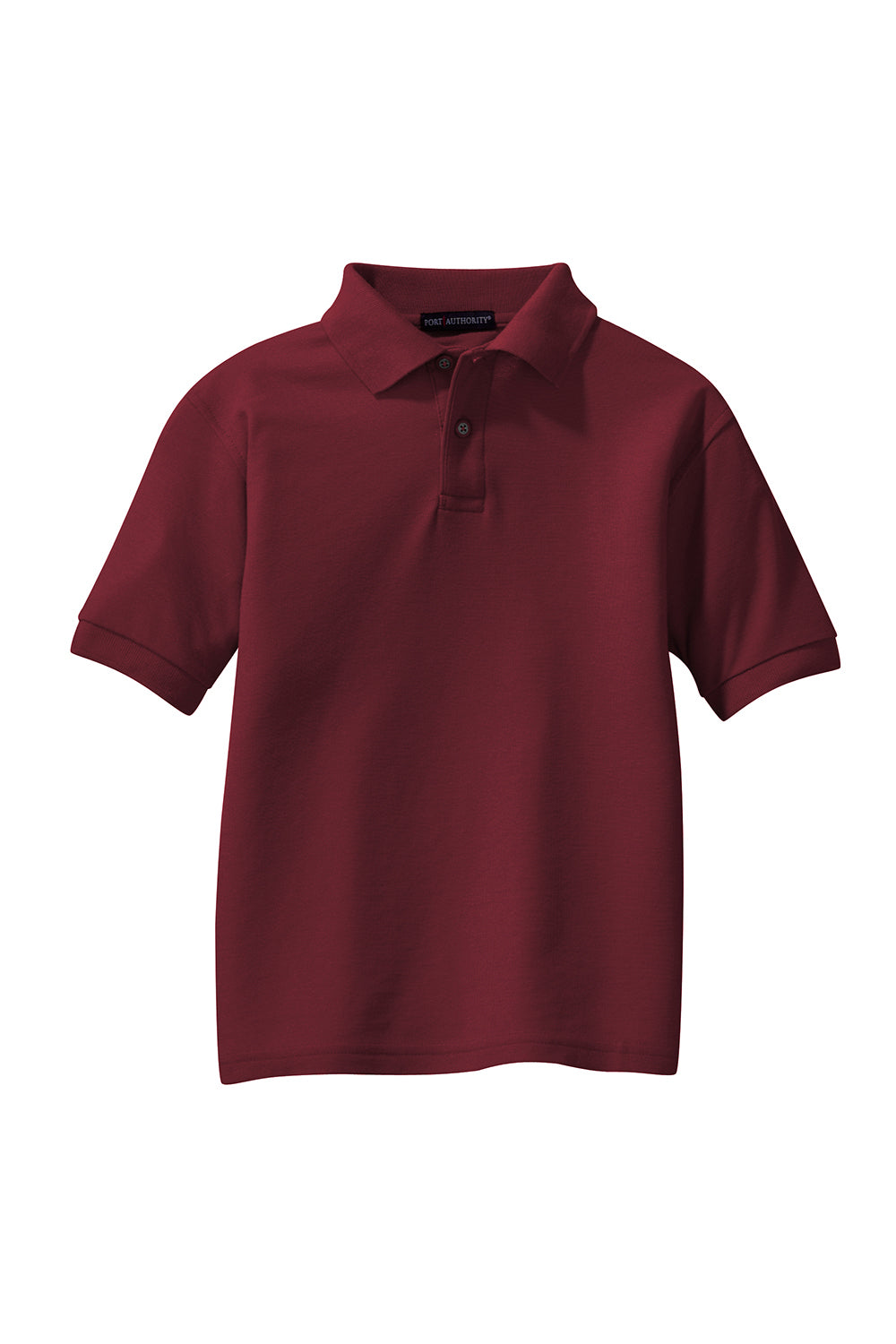 Port Authority Y500 Youth Silk Touch Wrinkle Resistant Short Sleeve Polo Shirt Burgundy Flat Front