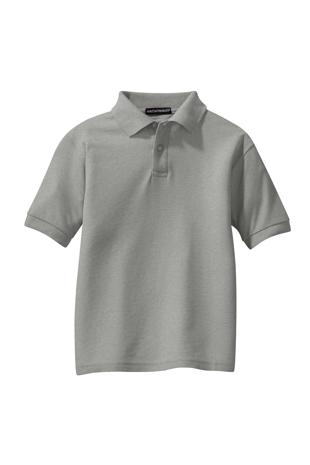 Port Authority Y500 Youth Silk Touch Wrinkle Resistant Short Sleeve Polo Shirt Cool Grey Flat Front