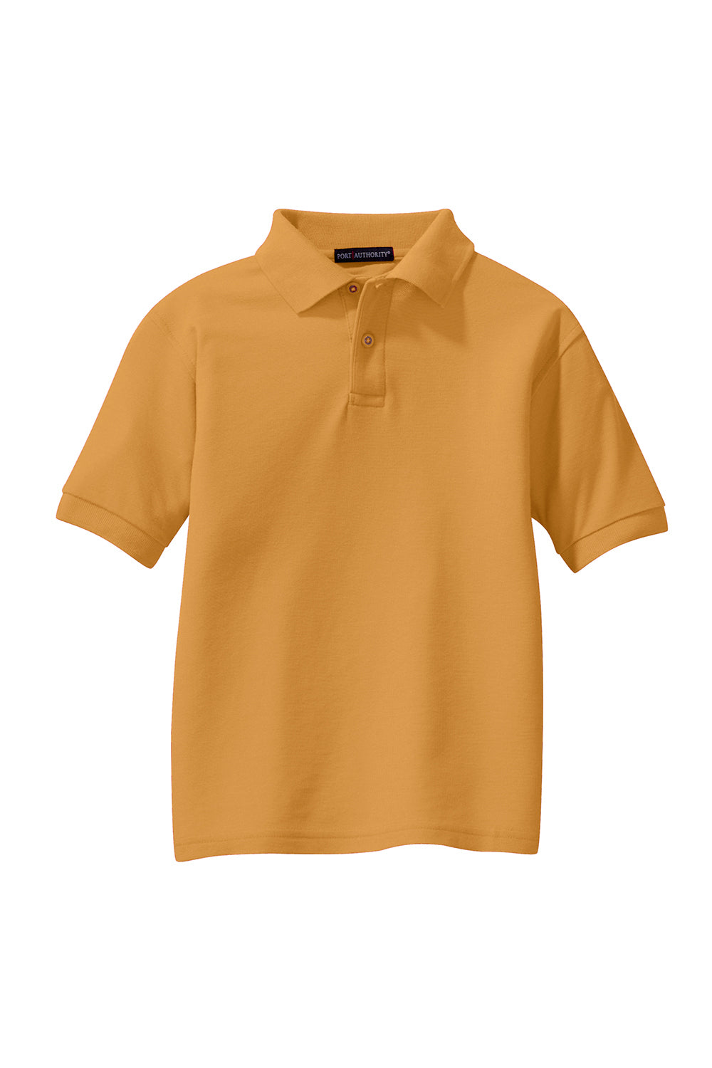 Port Authority Y500 Youth Silk Touch Wrinkle Resistant Short Sleeve Polo Shirt Gold Flat Front