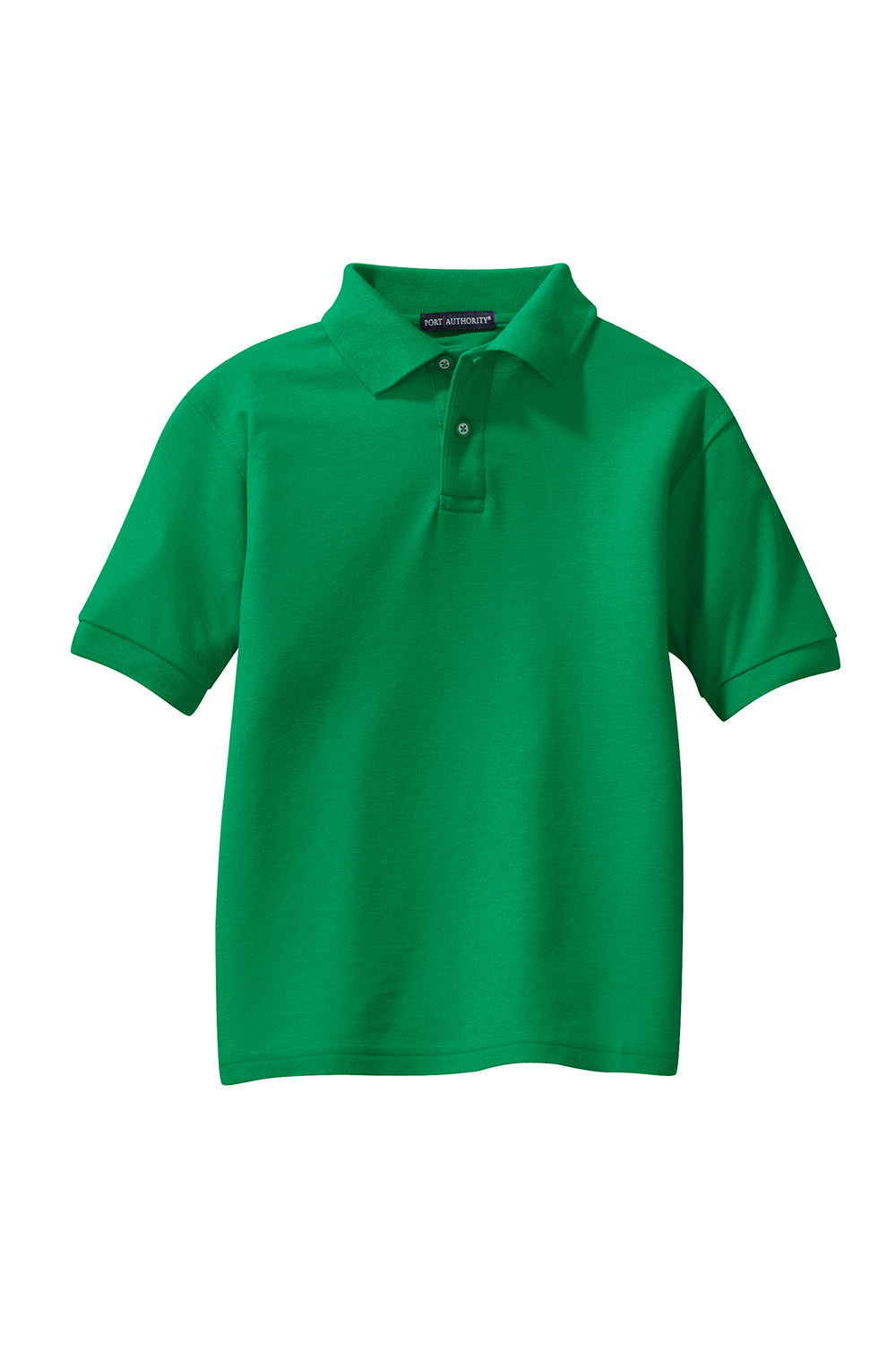 Port Authority Y500 Youth Silk Touch Wrinkle Resistant Short Sleeve Polo Shirt Kelly Green Flat Front