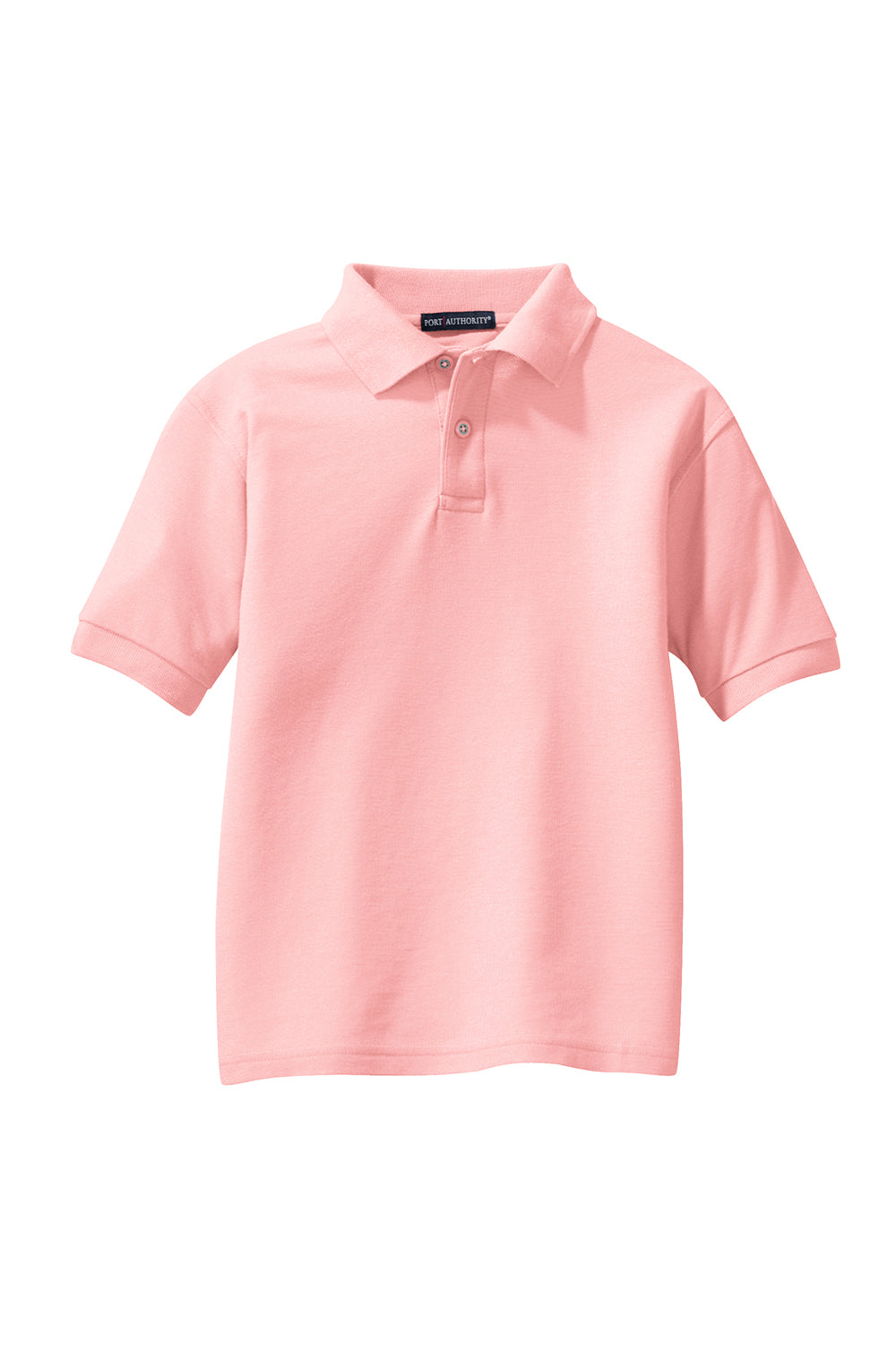 Port Authority Y500 Youth Silk Touch Wrinkle Resistant Short Sleeve Polo Shirt Light Pink Flat Front