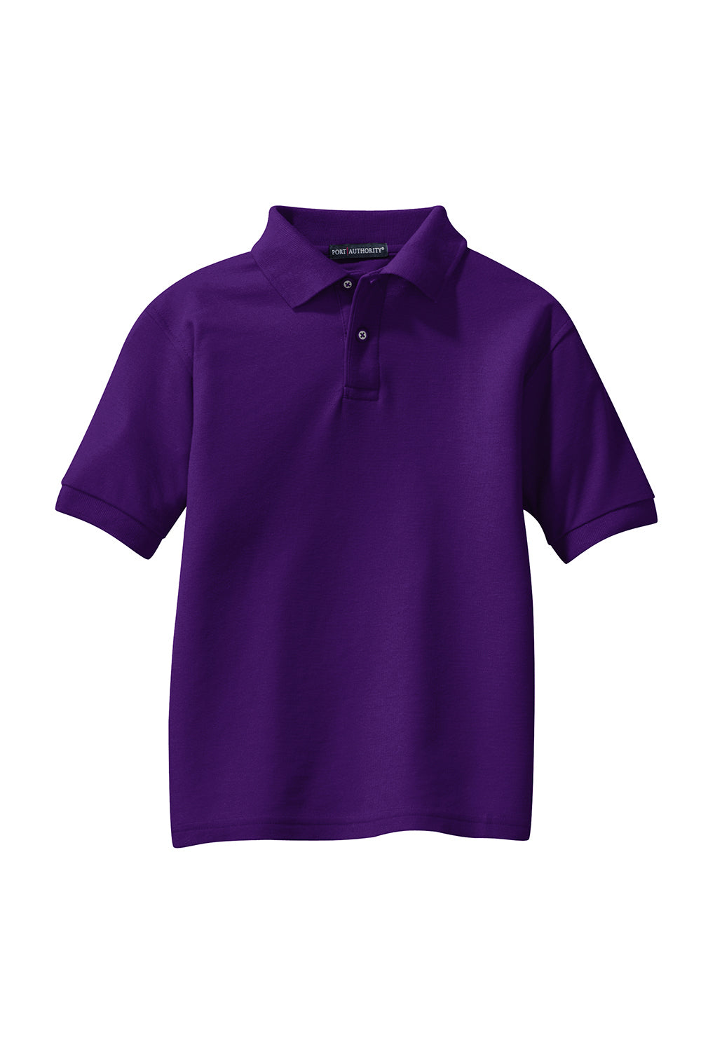 Port Authority Y500 Youth Silk Touch Wrinkle Resistant Short Sleeve Polo Shirt Purple Flat Front