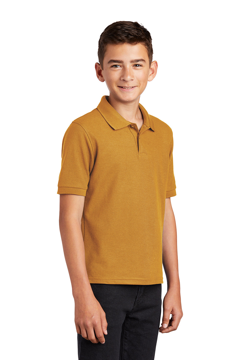 Port Authority Y500 Youth Silk Touch Wrinkle Resistant Short Sleeve Polo Shirt Gold Model 3q