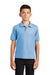 Port Authority Y500 Youth Silk Touch Wrinkle Resistant Short Sleeve Polo Shirt Light Blue Model Front