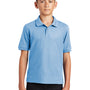 Port Authority Youth Silk Touch Wrinkle Resistant Short Sleeve Polo Shirt - Light Blue