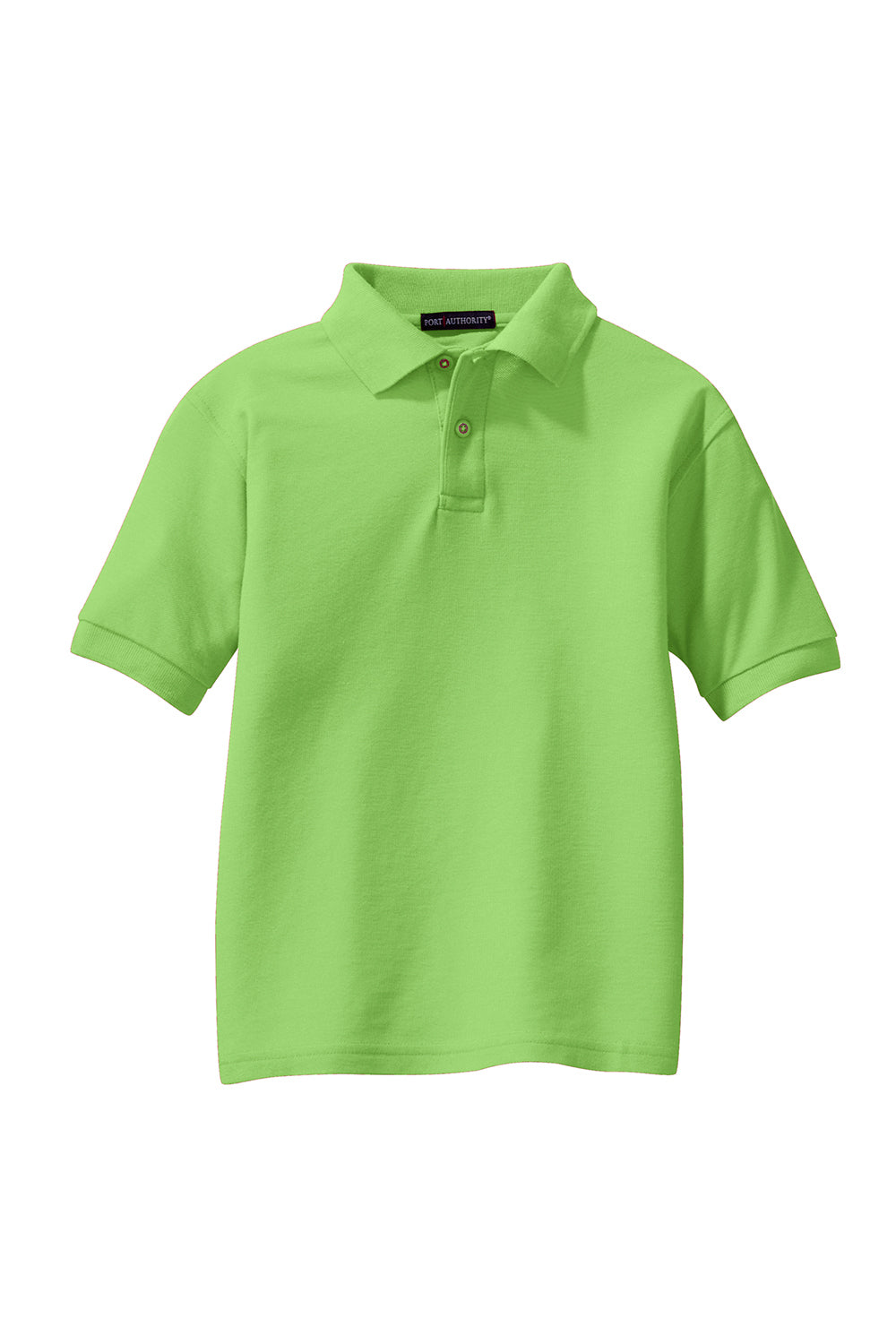 Port Authority Y500 Youth Silk Touch Wrinkle Resistant Short Sleeve Polo Shirt Lime Green Flat Front