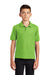 Port Authority Y500 Youth Silk Touch Wrinkle Resistant Short Sleeve Polo Shirt Lime Green Model Front