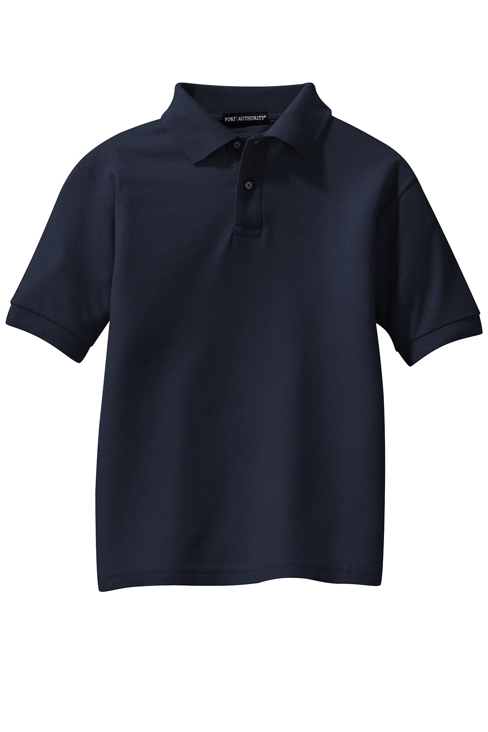 Port Authority Y500 Youth Silk Touch Wrinkle Resistant Short Sleeve Polo Shirt Navy Blue Flat Front