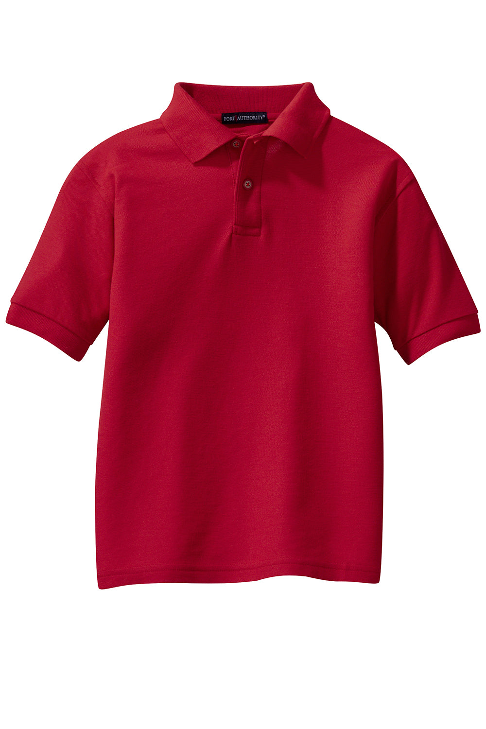 Port Authority Y500 Youth Silk Touch Wrinkle Resistant Short Sleeve Polo Shirt Red Flat Front