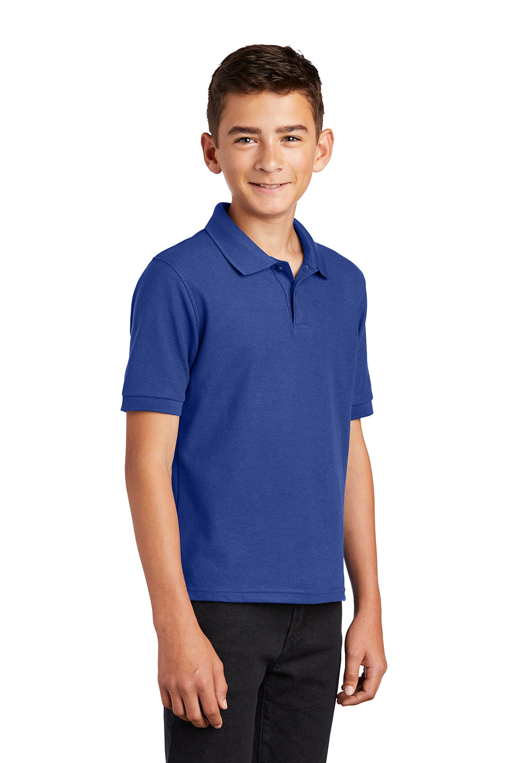 Port Authority Y500 Youth Silk Touch Wrinkle Resistant Short Sleeve Polo Shirt Royal Blue Model 3q