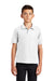 Port Authority Y500 Youth Silk Touch Wrinkle Resistant Short Sleeve Polo Shirt White Model Front