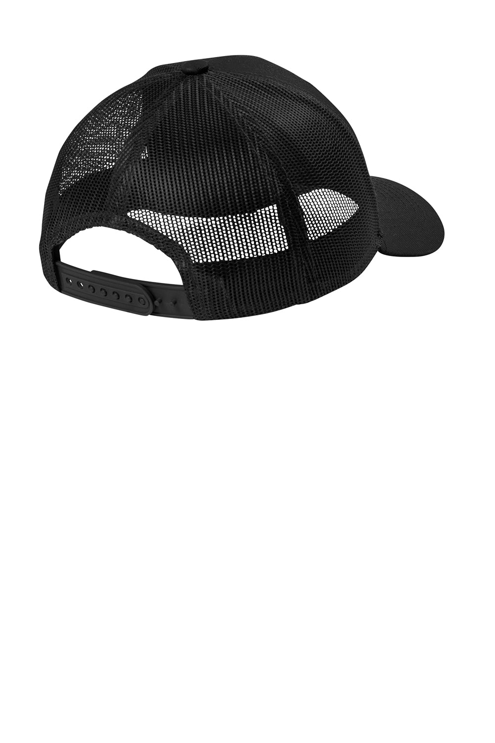 Port Authority YC112 Snapback Trucker Hat Black Flat Back