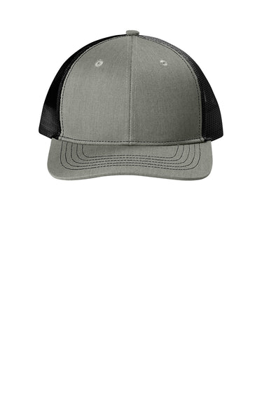 Port Authority YC112 Snapback Trucker Hat Heather Grey/Black Flat Front