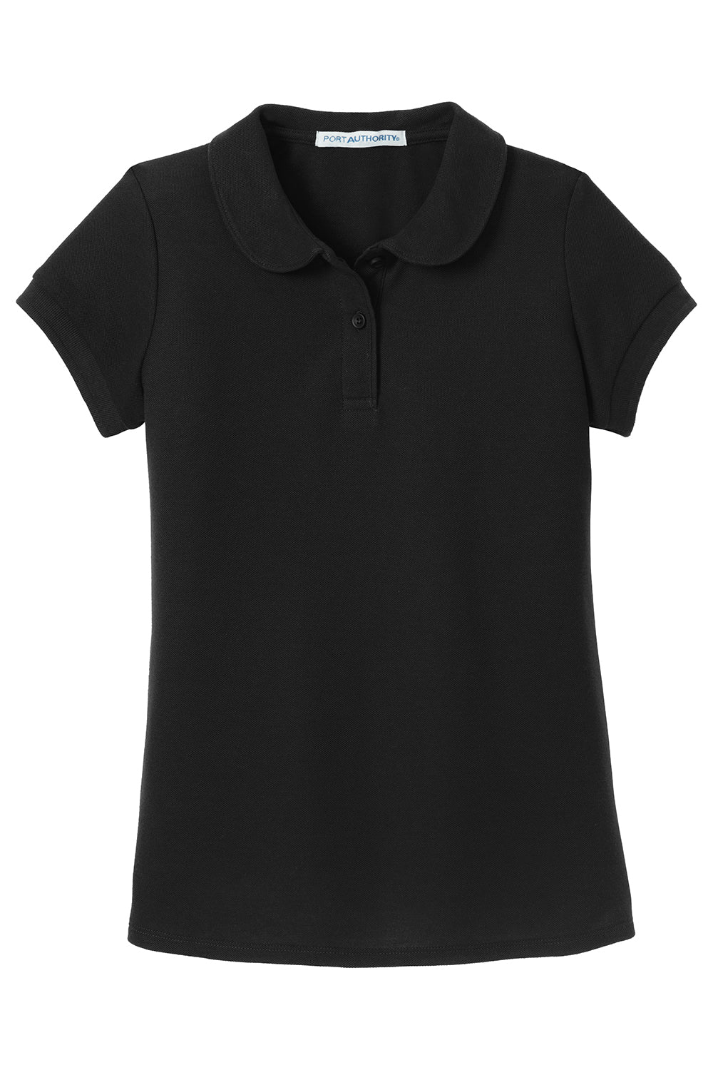 Port Authority YG503 Youth Silk Touch Wrinkle Resistant Short Sleeve Polo Shirt Black Flat Front