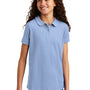 Port Authority Youth Silk Touch Wrinkle Resistant Short Sleeve Polo Shirt - Light Blue