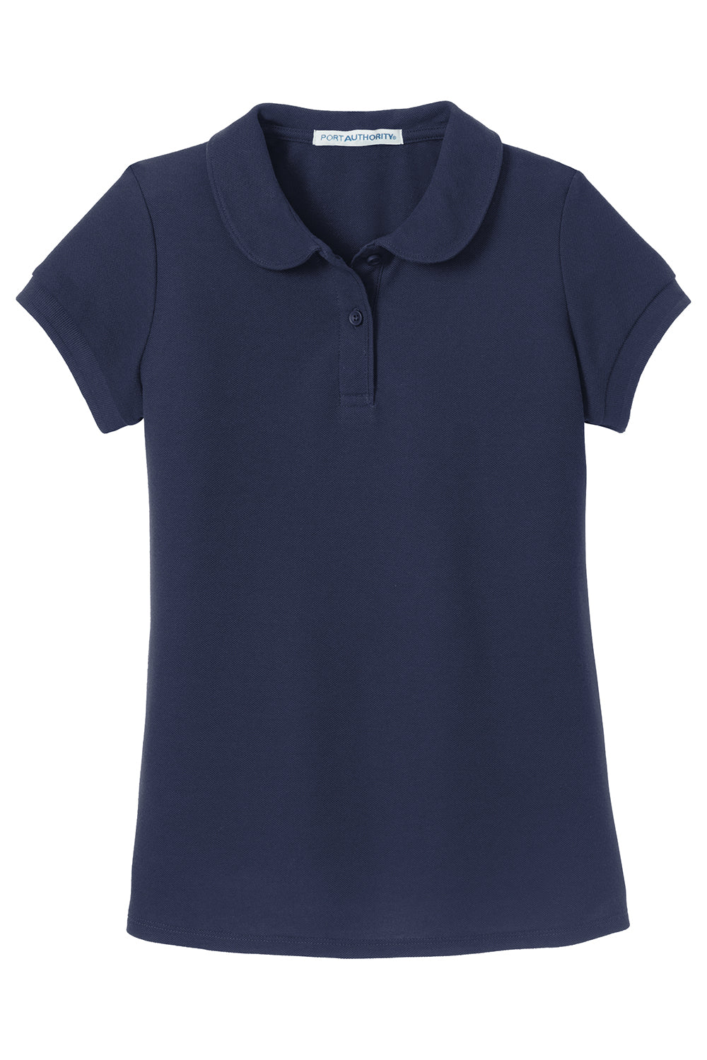 Port Authority YG503 Youth Silk Touch Wrinkle Resistant Short Sleeve Polo Shirt Navy Blue Flat Front