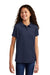 Port Authority YG503 Youth Silk Touch Wrinkle Resistant Short Sleeve Polo Shirt Navy Blue Model Front