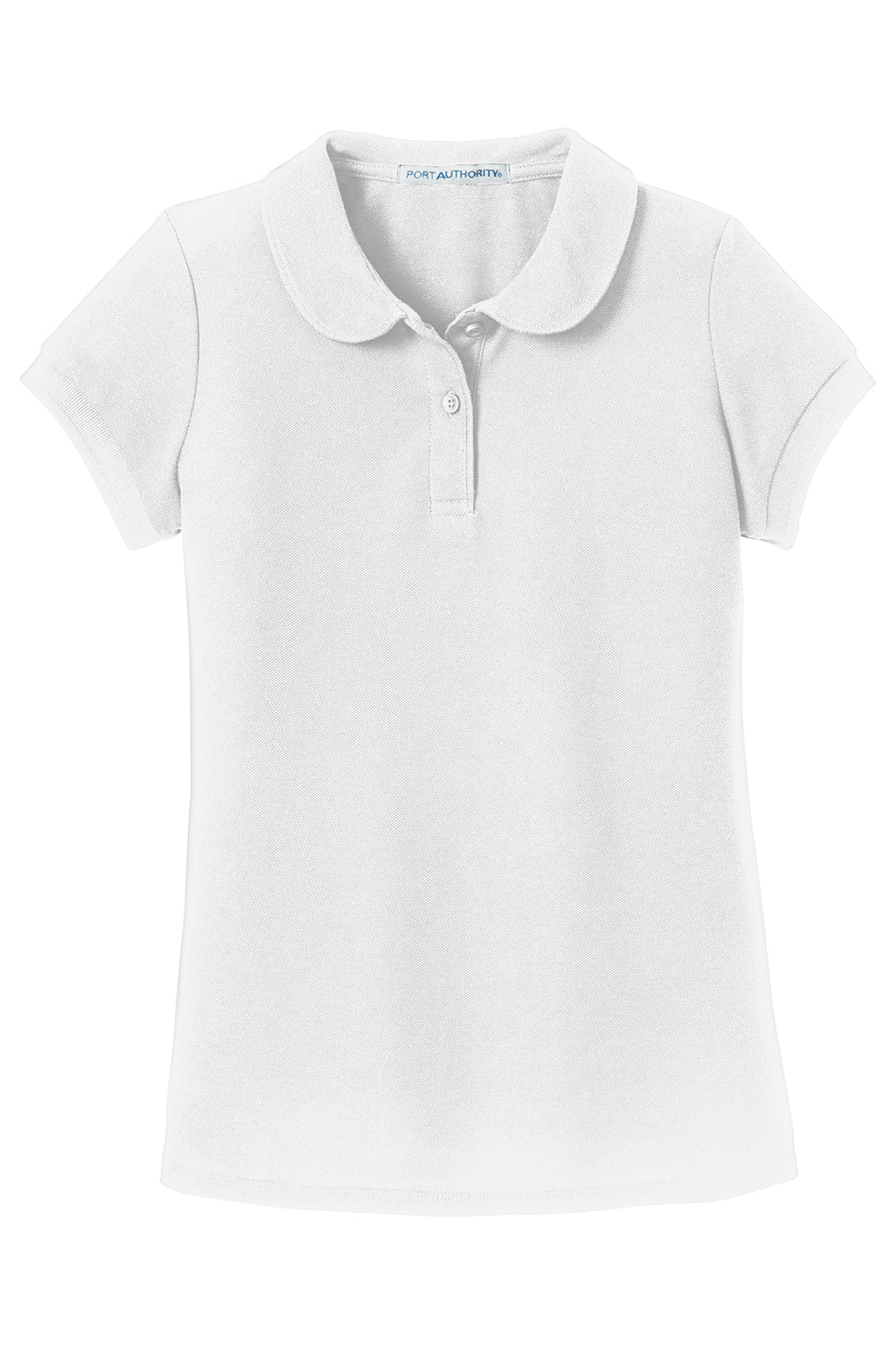 Port Authority YG503 Youth Silk Touch Wrinkle Resistant Short Sleeve Polo Shirt White Flat Front