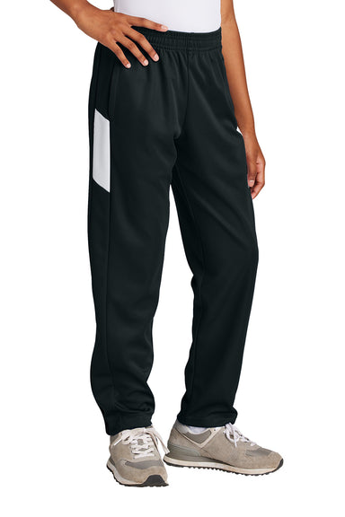 Sport-Tek YPST800 Youth Travel Pants w/ Pockets Black/White Model Front