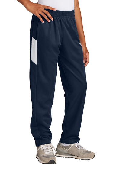 Sport-Tek YPST800 Youth Travel Pants w/ Pockets True Navy Blue/White Model Front