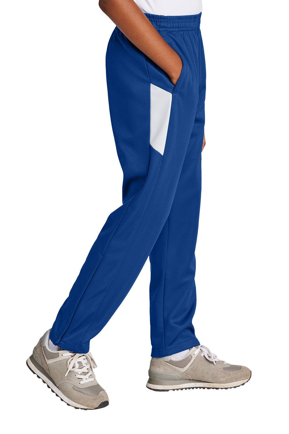 Sport-Tek YPST800 Youth Travel Pants w/ Pockets True Royal Blue/White Model Side