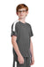 Sport-Tek YST100 Youth Competitor United Short Sleeve Crewneck T-Shirt Iron Grey/White Model Side