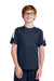 Sport-Tek YST100 Youth Competitor United Short Sleeve Crewneck T-Shirt True Navy Blue/White Model Front