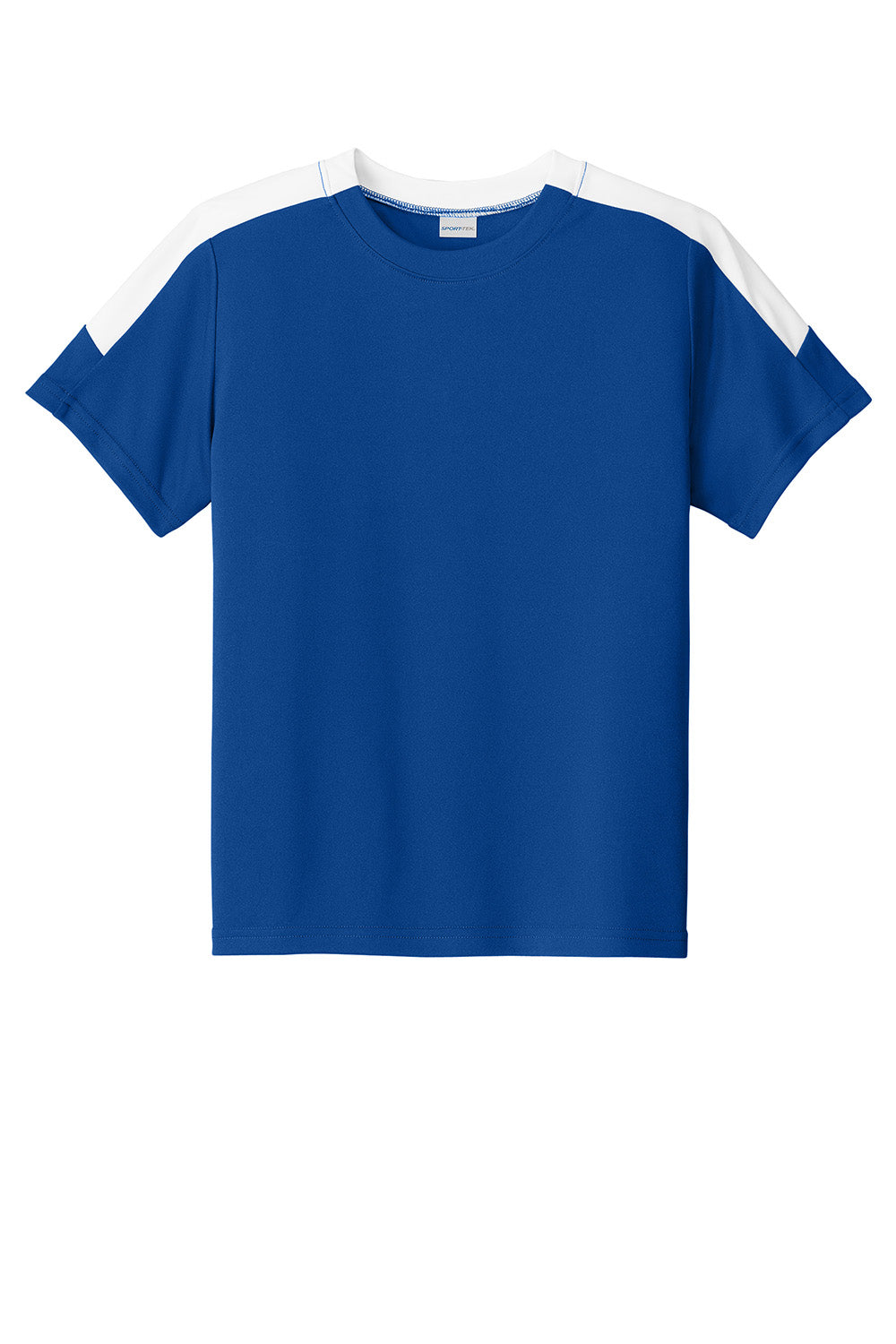 Sport-Tek YST100 Youth Competitor United Short Sleeve Crewneck T-Shirt True Royal Blue/White Flat Front