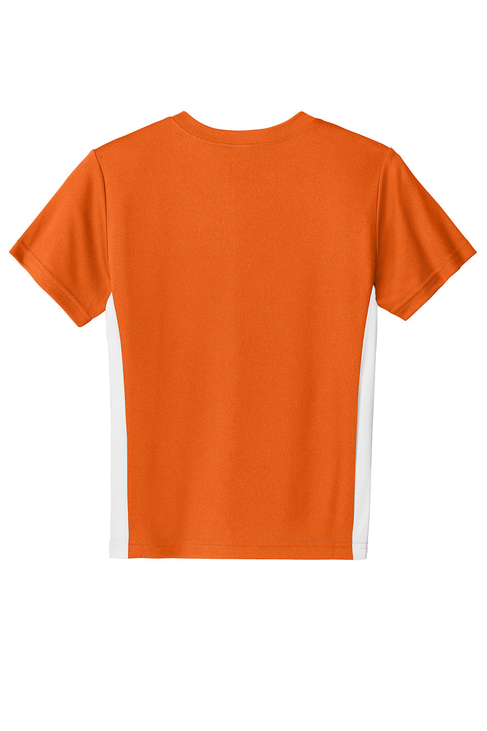 Sport-Tek YST101 Youth Competitor United Short Sleeve V-Neck T-Shirt Deep Orange/White Flat Back