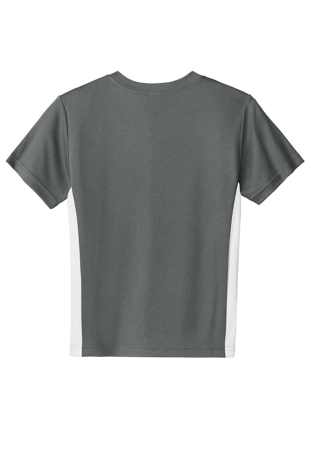 Sport-Tek YST101 Youth Competitor United Short Sleeve V-Neck T-Shirt Iron Grey/White Flat Back