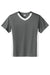 Sport-Tek YST101 Youth Competitor United Short Sleeve V-Neck T-Shirt Iron Grey/White Flat Front